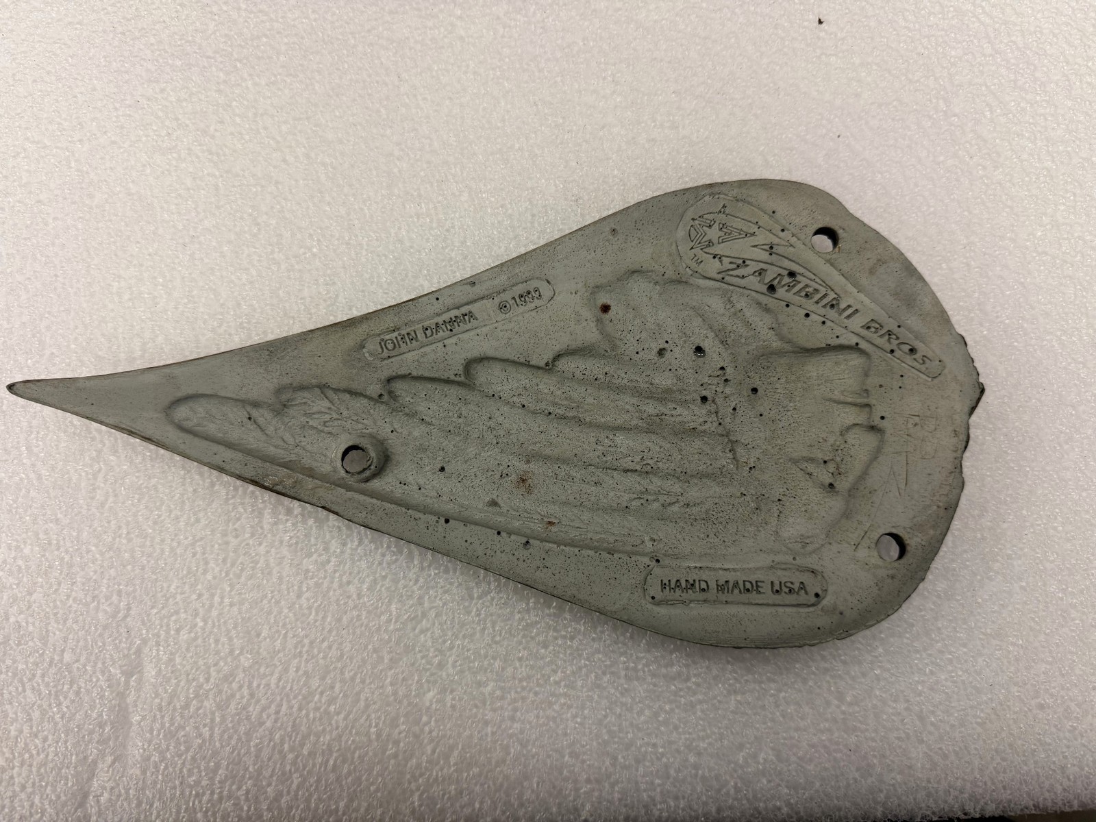 Zambini Bros John Danna “Indian Red Hawk–Style” Bas-Relief Casting Gas Tank Art