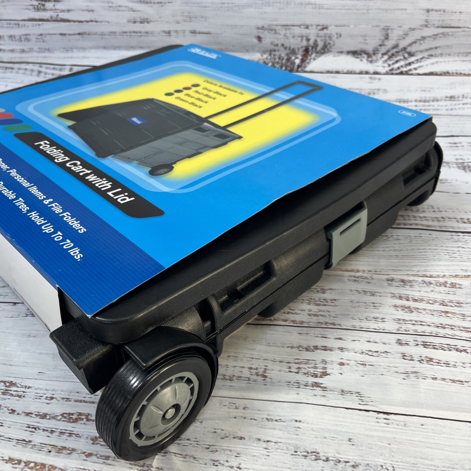 Bazic Folding Cart on Wheels w/Lid Cover 16" x 18" x 15" Black/Gray 2196