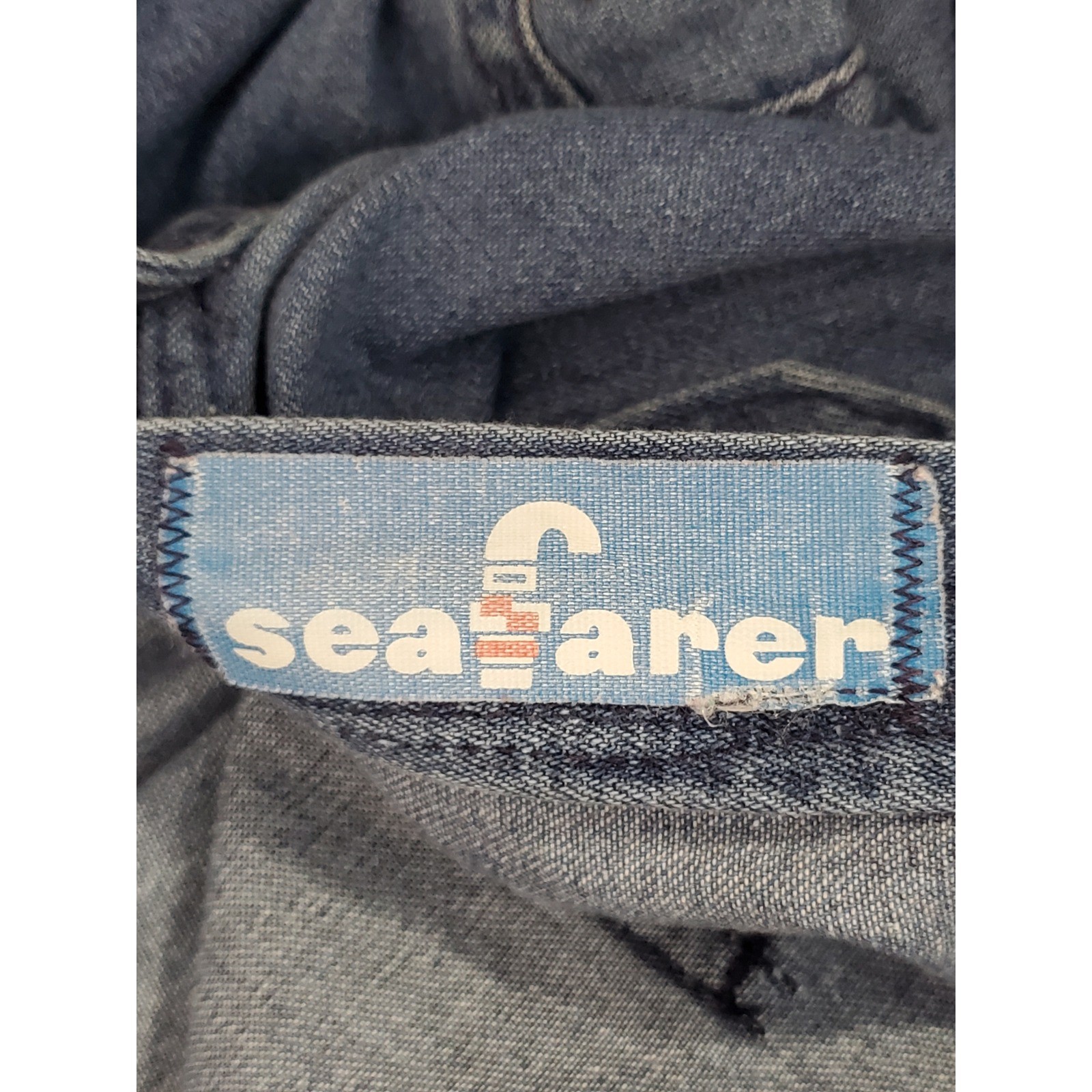 Vintage Navy Seafarer Dungaree Jeans Utility Trousers Bell Bottom Wide Leg 32x29