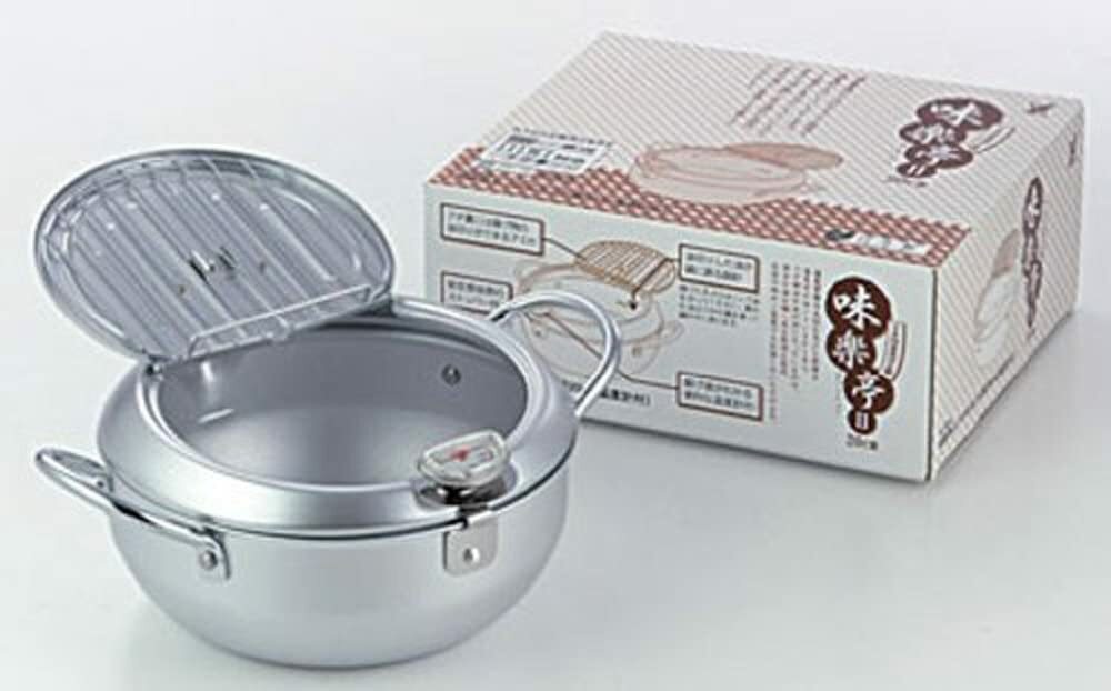 Yoshikawa SJ1024, Tempura Pot with Thermometer and Lid, Made in Japan