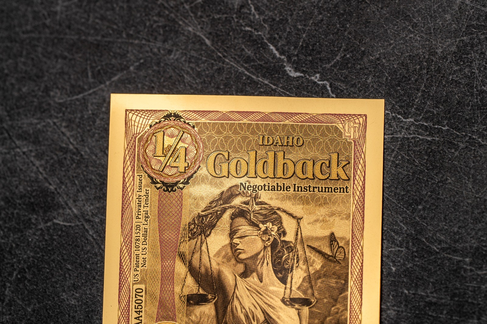2026 - 1/4 IDAHO Goldback Aurum Gold Foil Note 1/4000 oz 24kt .999 Fine PRESALE
