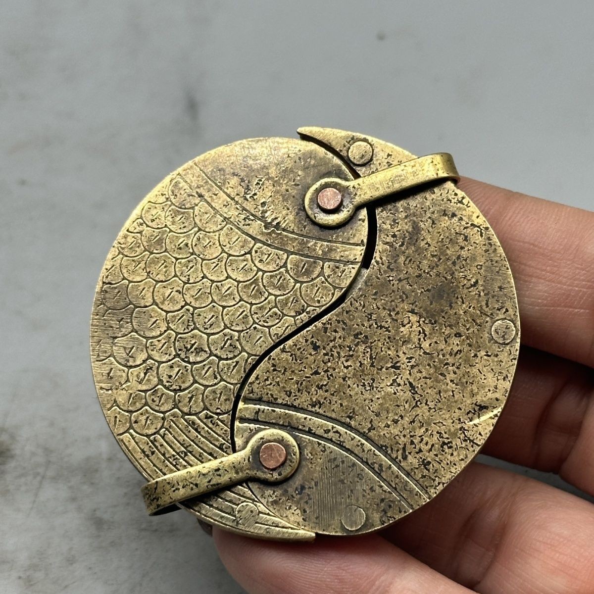 Yin Yang Bagua Brass Paper Cutter Express Unboxing Knife Retro Fish Design