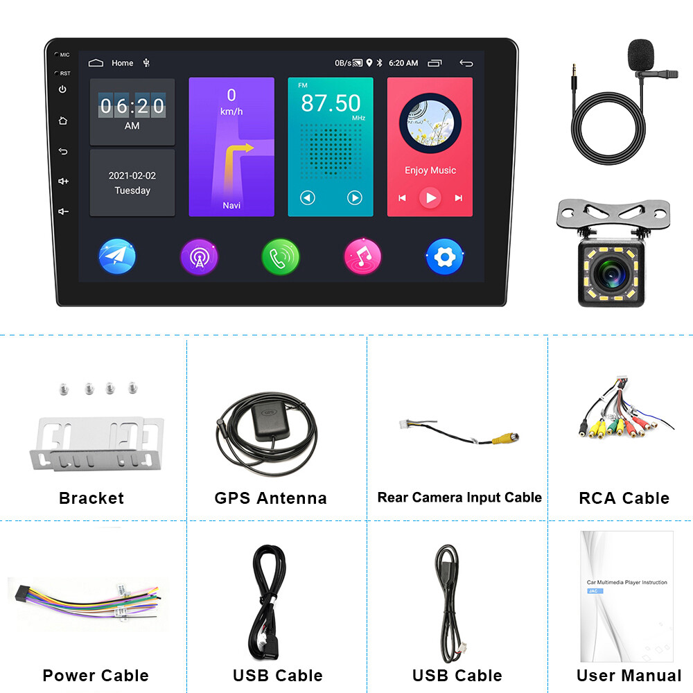 9inch Double 2Din Android 13 Car Stereo Radio GPS Navi WiFi Head unit BT FM +Cam