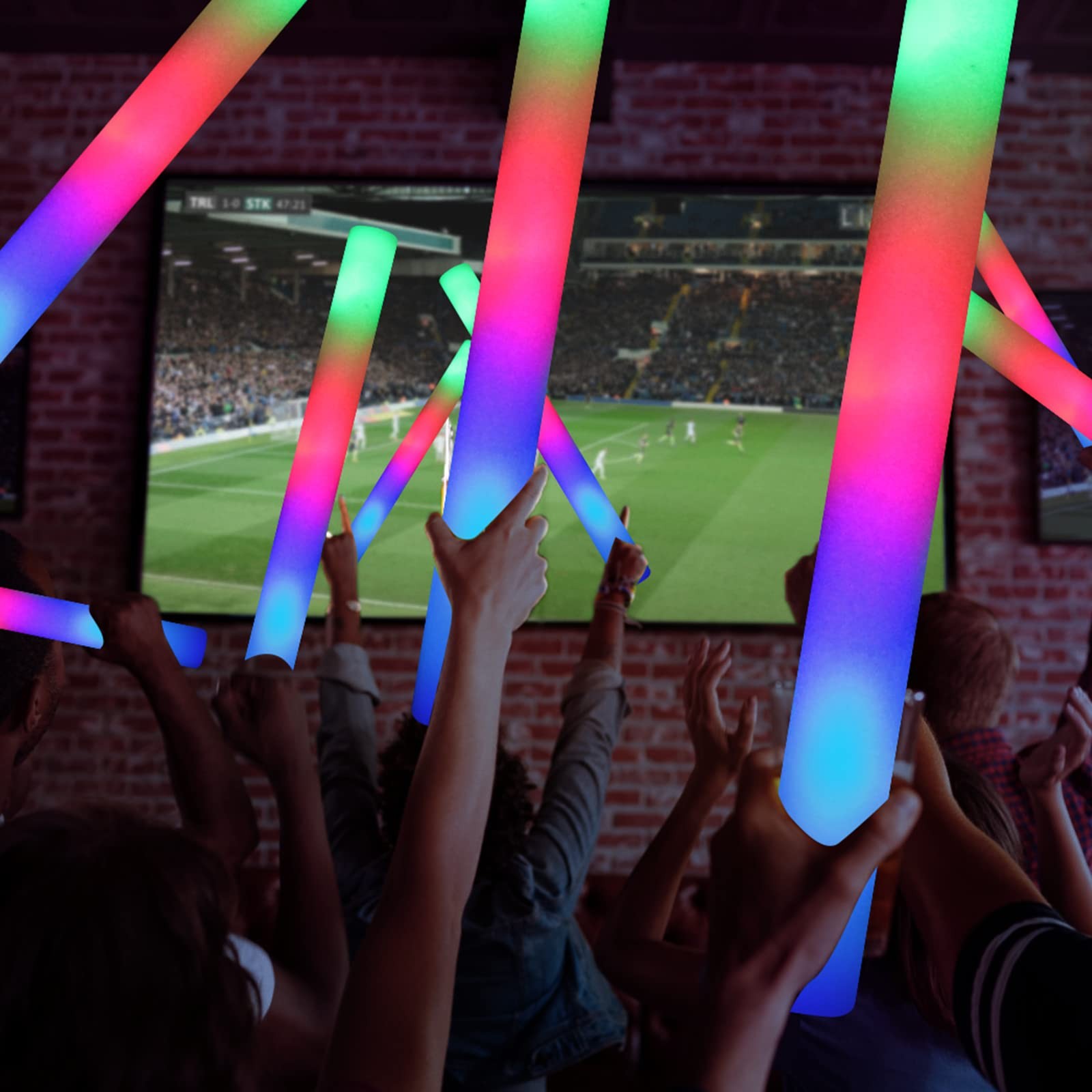 Jiahz 210 PCS Foam Glow Sticks For Wedding, Blue, Green, Red, Flashing