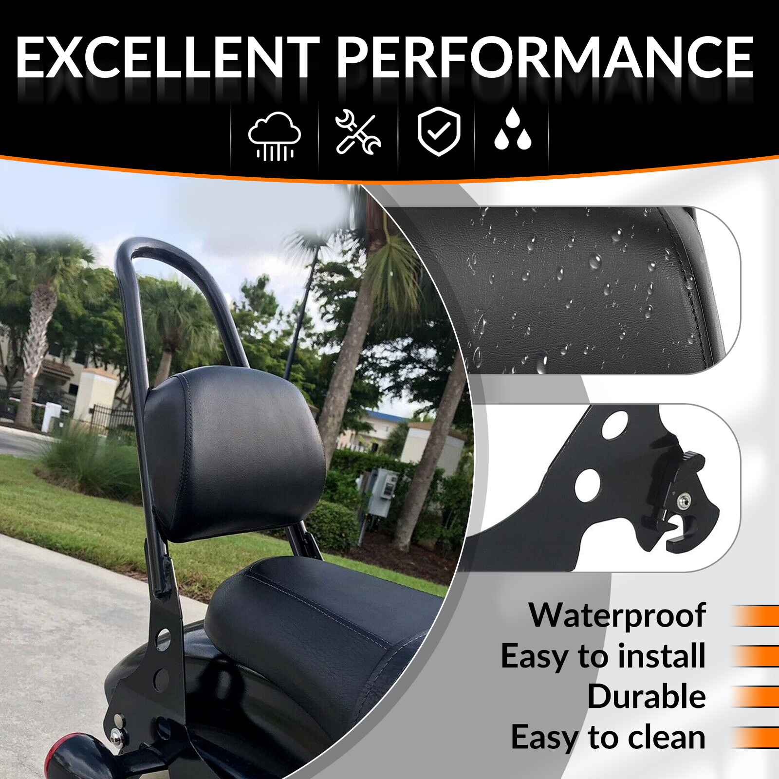 Detachable Passenger Sissy Bar Backrest Pad For Harley Sportster 1200 883 04-UP