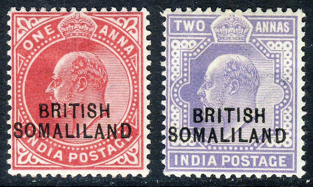 BRITISH SOMALILAND KE VII 1903 Overprinted 1 & 2 As. of INDIA SG 26 & SG 27 MINT