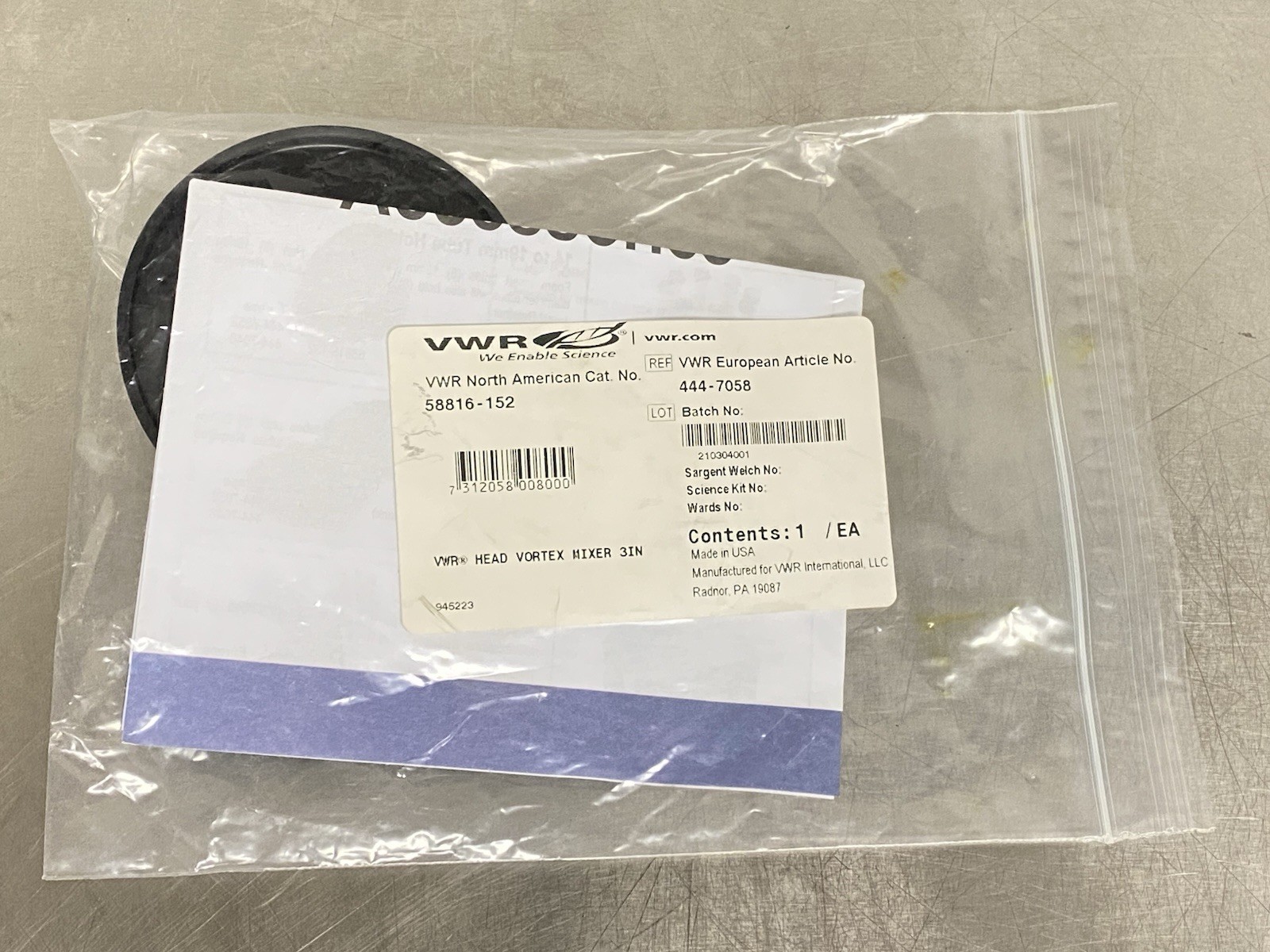 VWR 58816-152 Head Vortex Mixer 3 in. Platform New Sealed