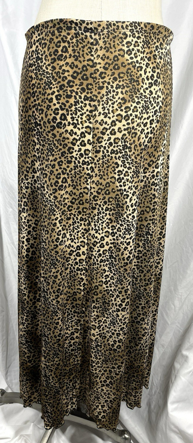 Vintage Olivia Paige Y2K Leopard Stretchy Maxi Skirt Size Medium Boho Grunge