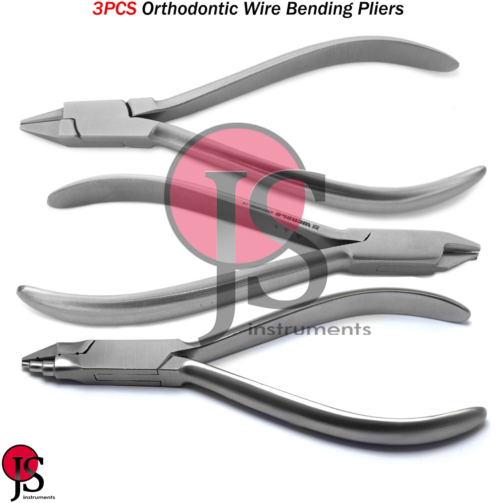 Orthodontics Wire Bending Pliers Aderer Three Jaw Loop Forming Dental Ortho 3PCS