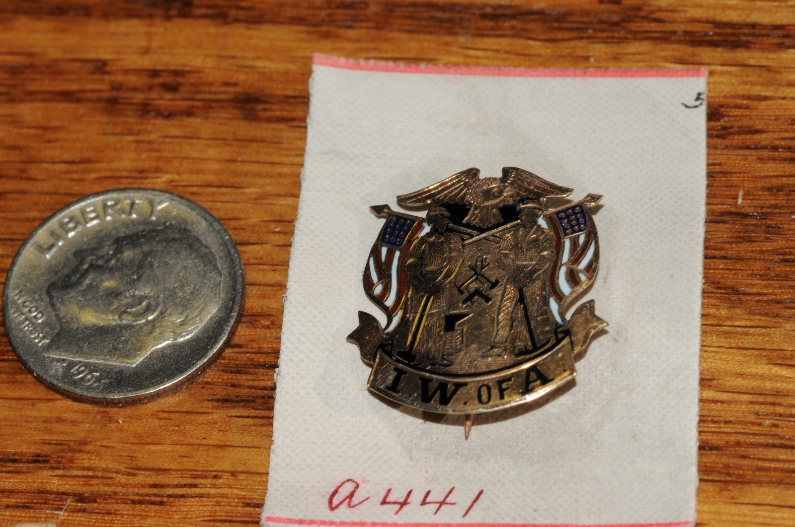 IW. of A Fraternal Organization Pin Gold Filled 1902 New Old Stock Old*********