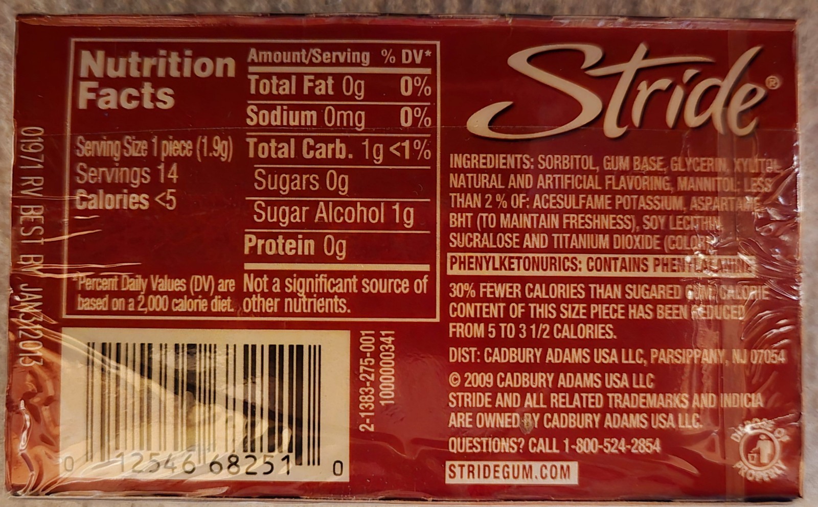 Stride Mega Mystery Gum DISCONTINUED Sealed Pack, Expired 1/31/2013, RARE!