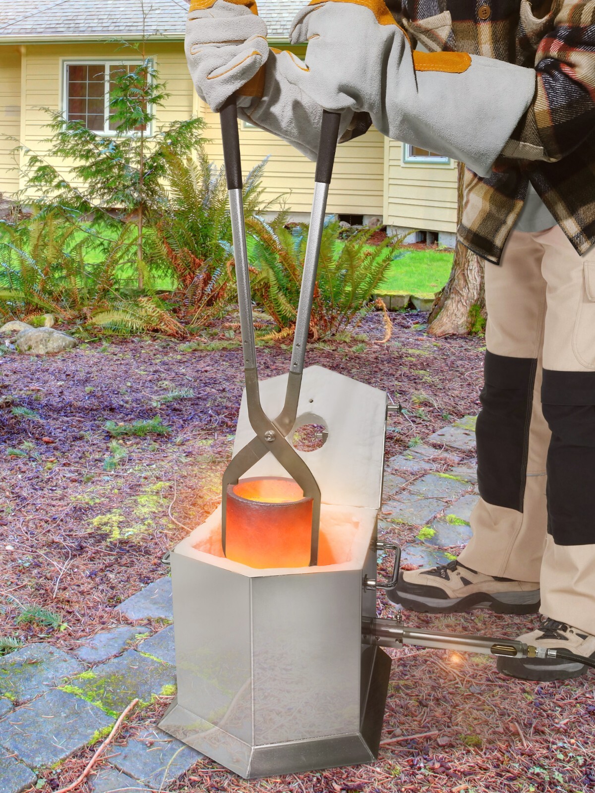 7KG Propane Furnace Kit w/ 2 Crucible Tongs,Smelting Gold Metal Recycle 2700℉