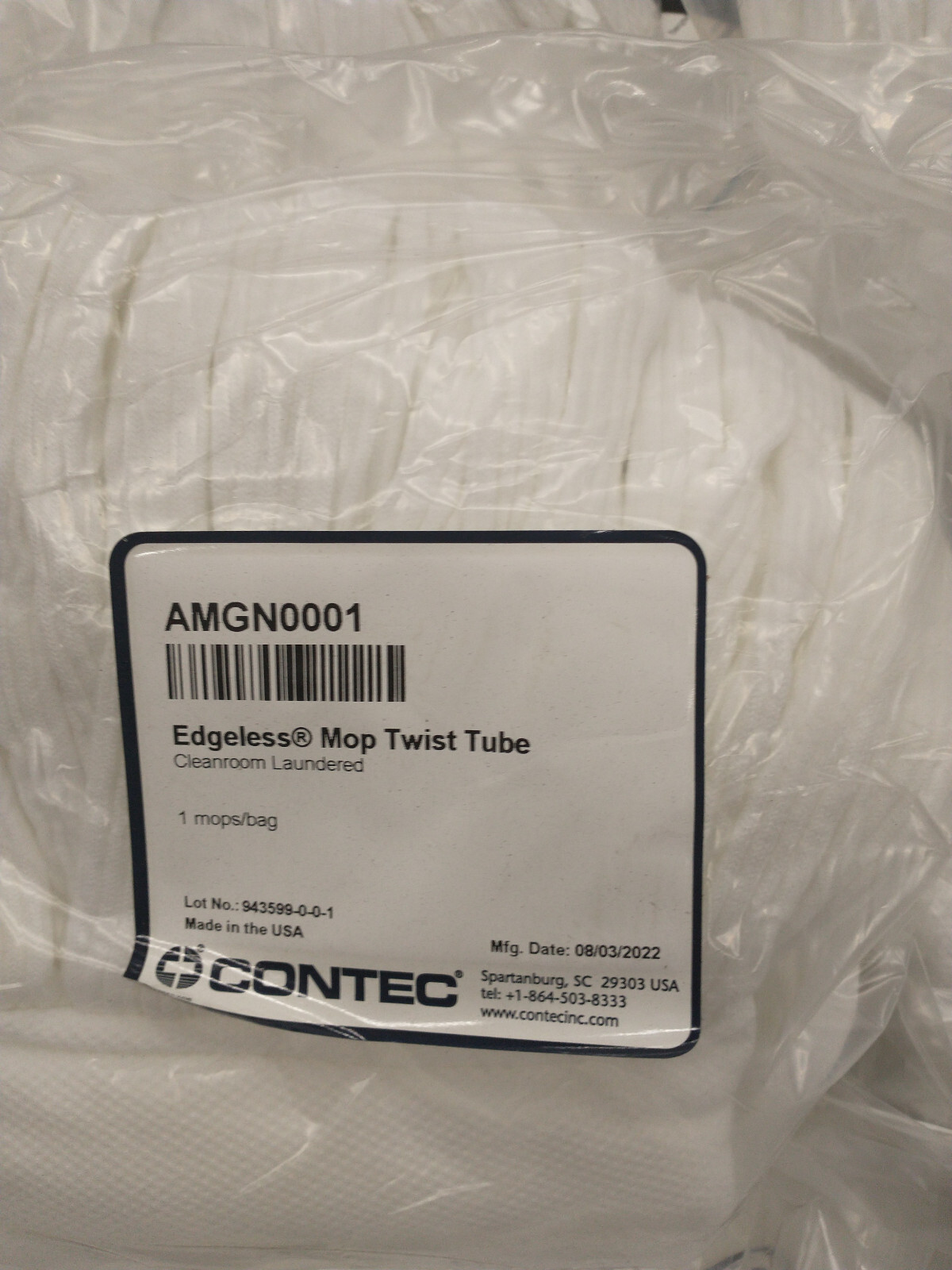 20 PK Contec Edgeless MOP Head Synthetic POLYESTER Looped End Cleanroom AMGN0001