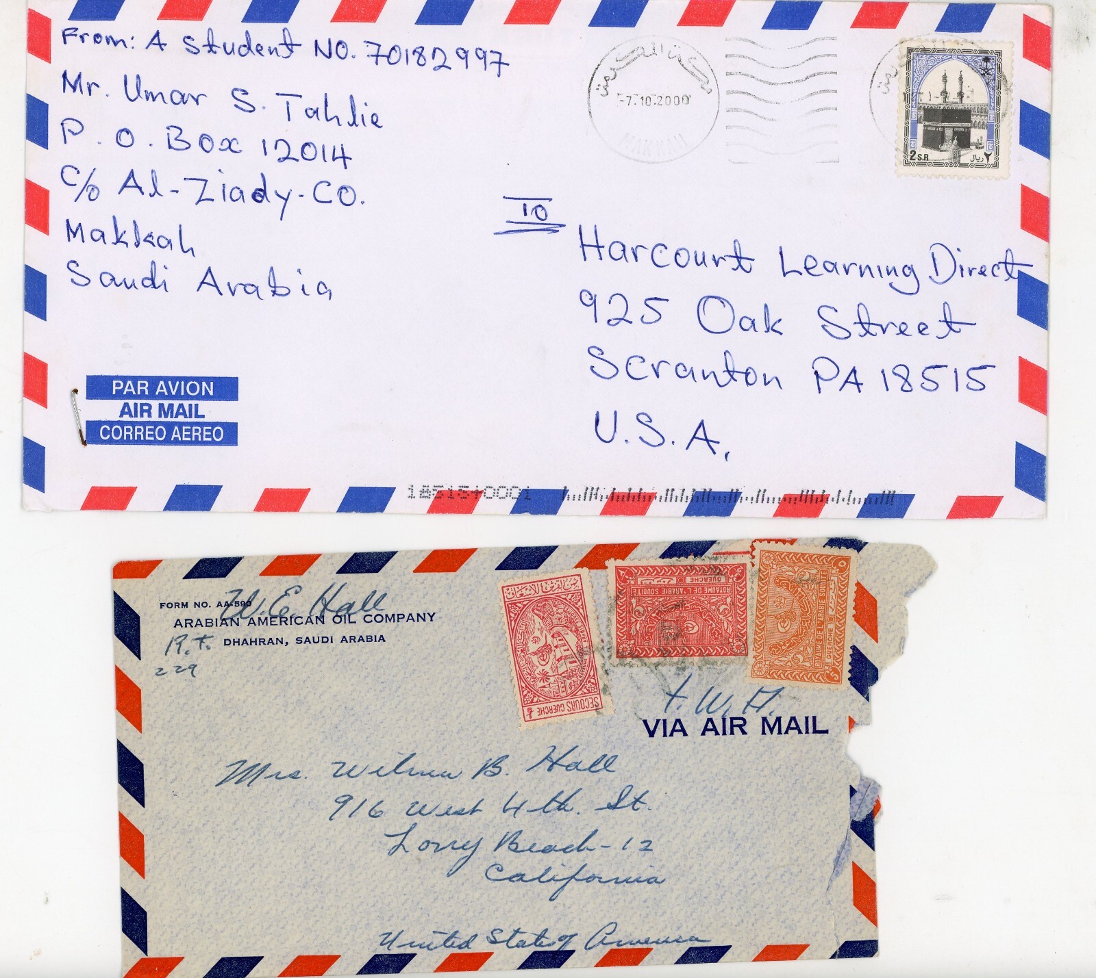 5 Airmail Stamp Covers Saudi Arabia Middle East 1934–2000 CA Scranton PA