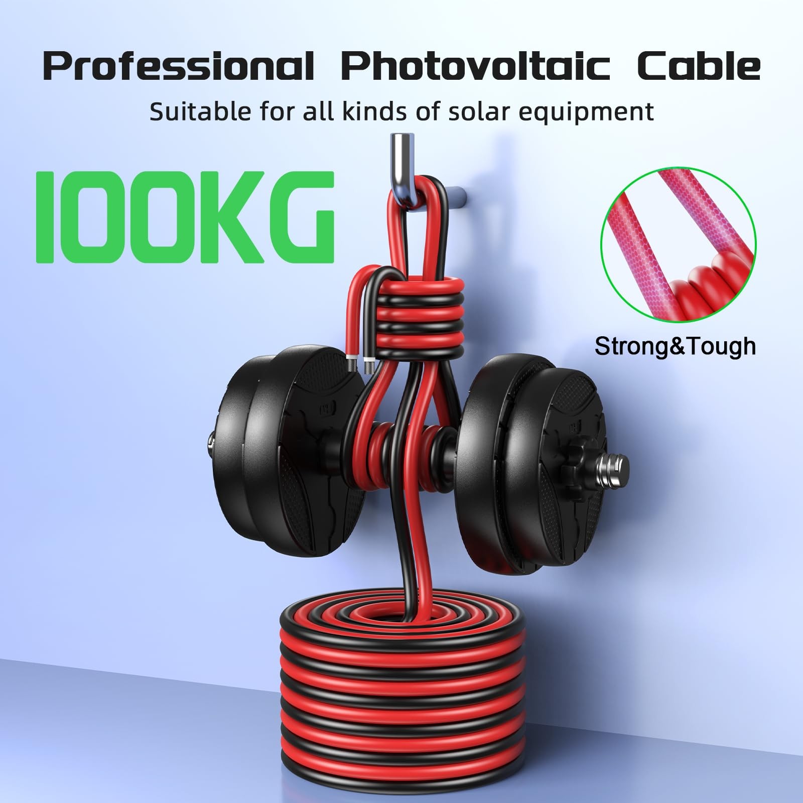 Bateria Power Solar Panel Wire 50Ft Black and Red 10AWG, Black+Red