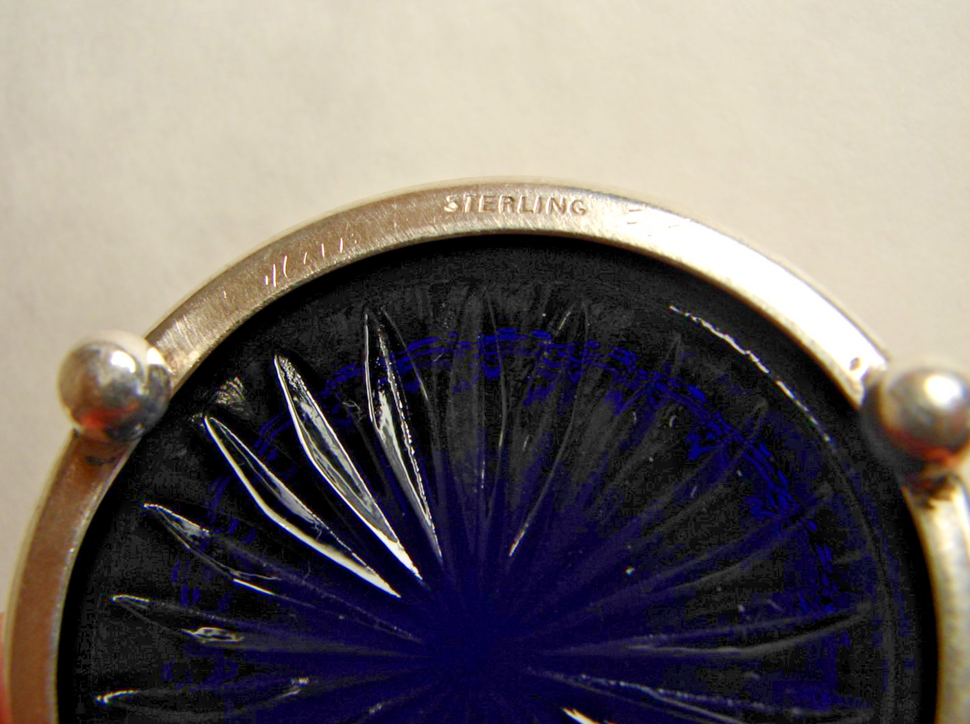 2 Antique Sterling Silver Salt Cellars with Cobalt Glass Liner & Salt Spoons