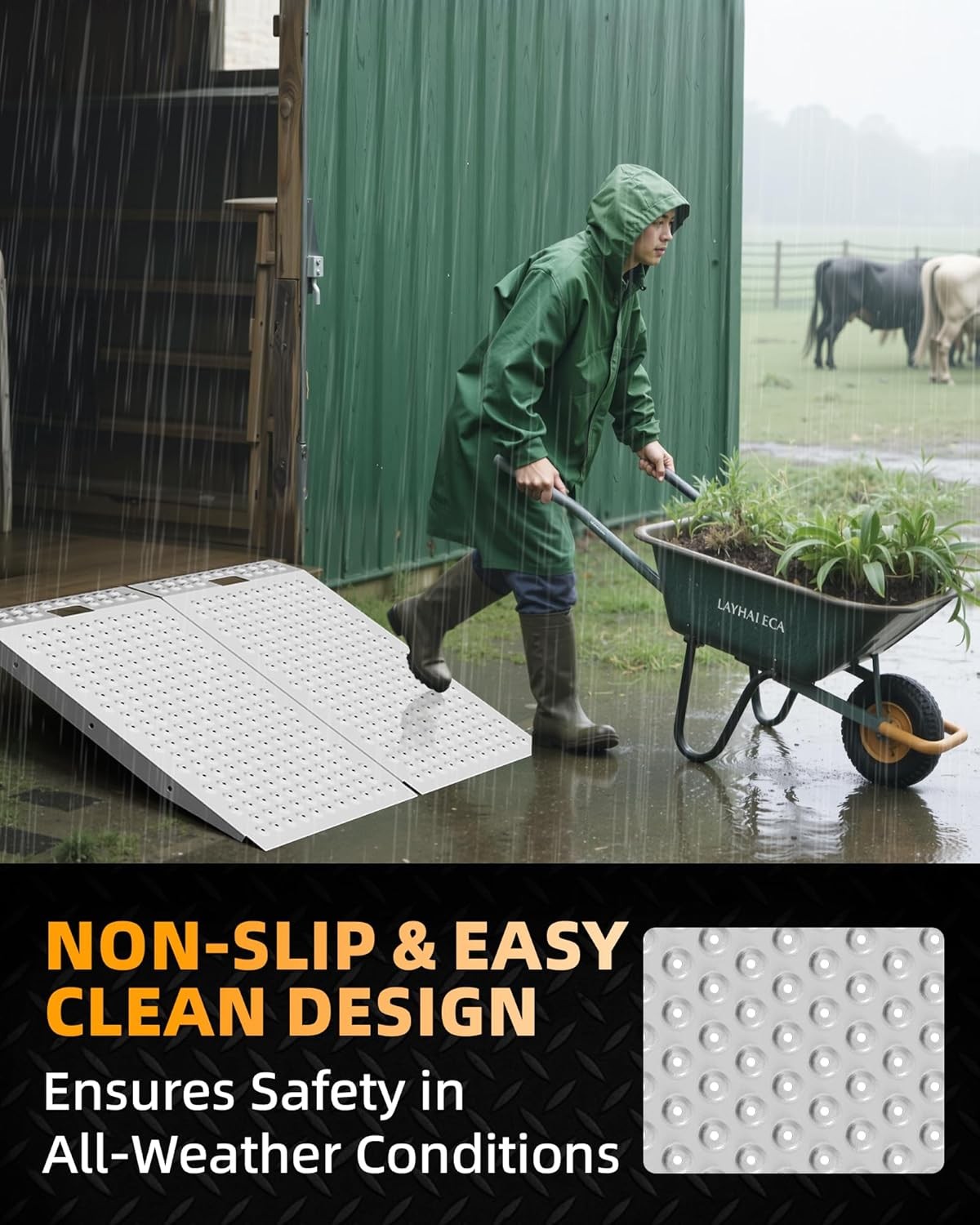 VNN 36" x 48" Shed Ramp 1500LB Capacity Anti-Slip Punch Plate Ramp for ATV (2PC)