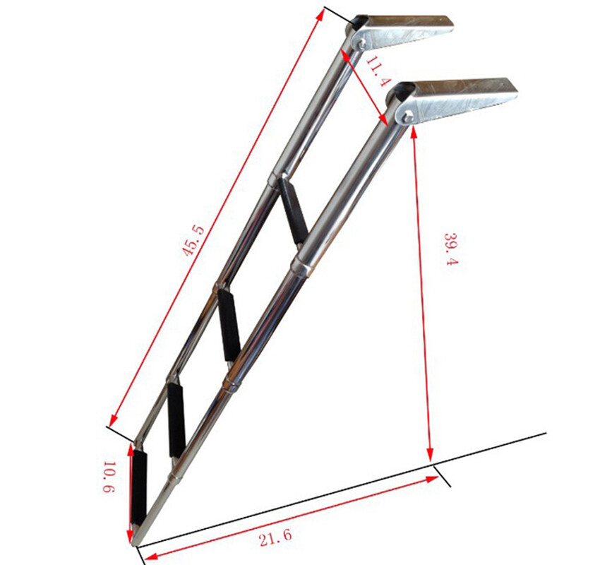 1155mmStainlessSteel Telescopic 4Step BoatLadder WearResistance Non-slip Durable
