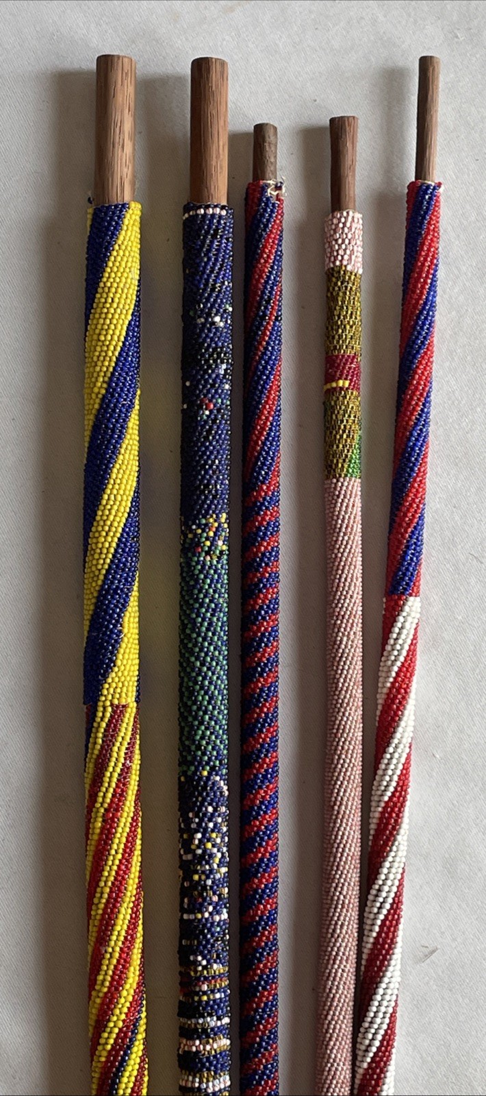 5-Vintage African Beaded Wooden War Club Throwing Stick Ceremony Spiritual Art