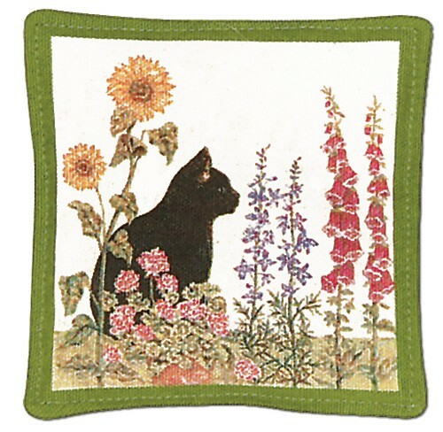 Alice's Cottage Cotton Scented Spiced Mug Mat Coaster Black Cat Garden - NEW