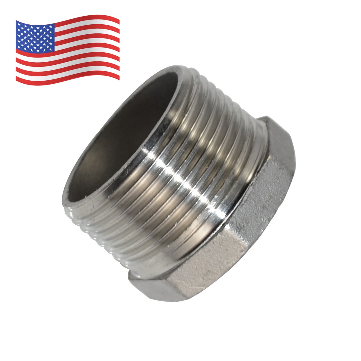 1-1/4" MALE to 1" female HEX bushing Reducer Adapter NPT thread Stainless Steel