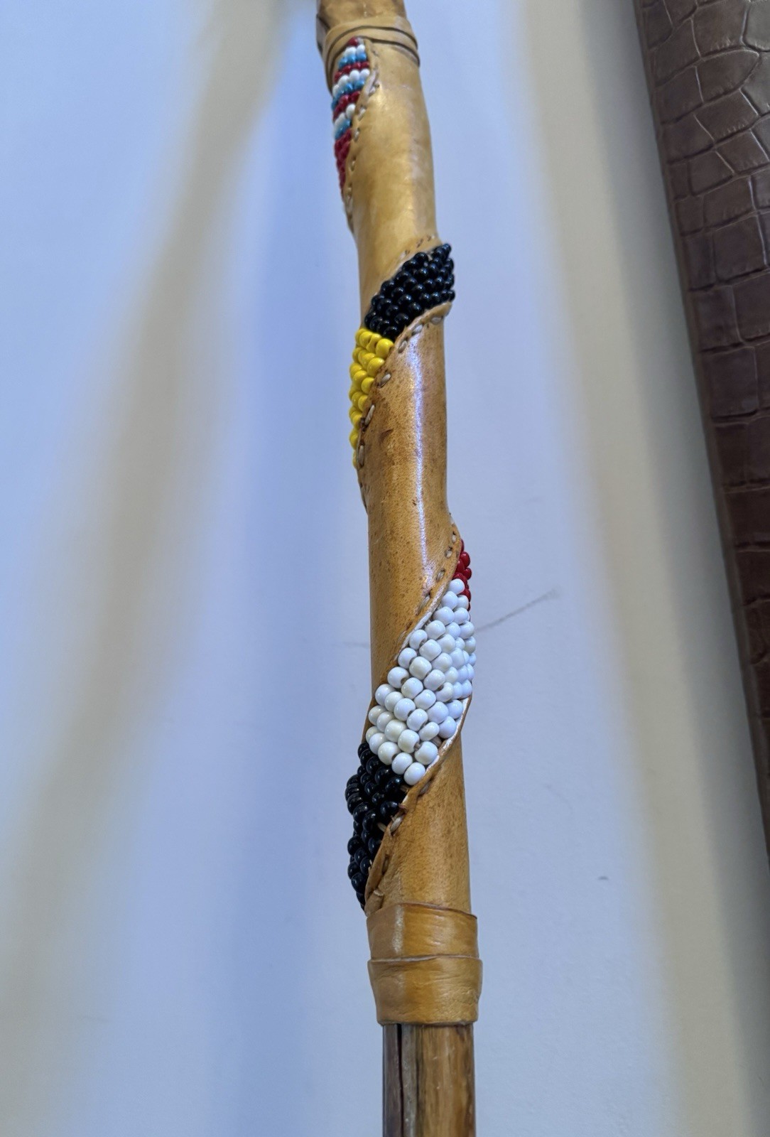 Vintage Handmade Unique Rare Indian Walking Cane Menominee Indian Tribe 41” Long