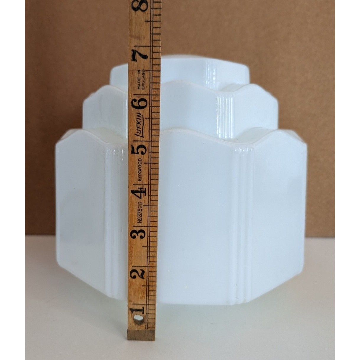 Vintage Art Deco Milk Glass Light Shade Skyscrapper Wedding Cake Pendant Shade