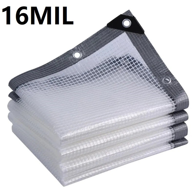 Premium Poly Waterproof Clear Tarp 16 Mil Heavy Duty Canopy