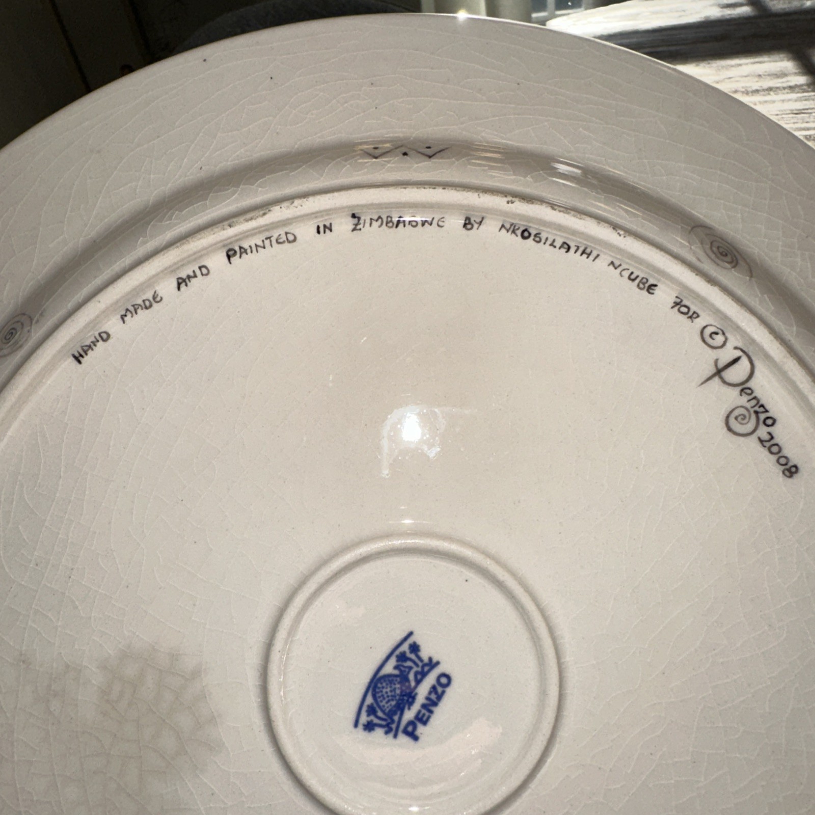 Penzo Zimbabwe Hand Painted 10.75 In Plate Paradise Fly Catcher Signed 2008