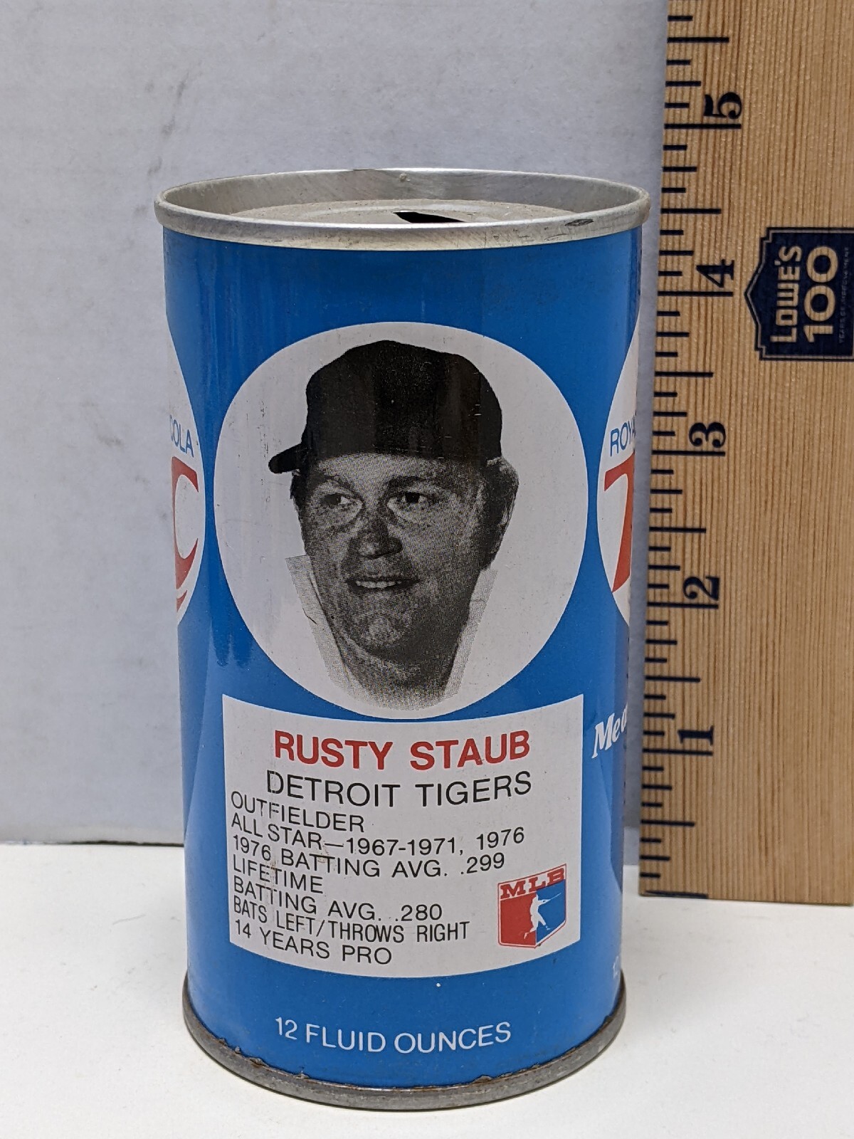 Vintage 70's Royal Crown RC Cola MLB Rusty Staub Baseball Can