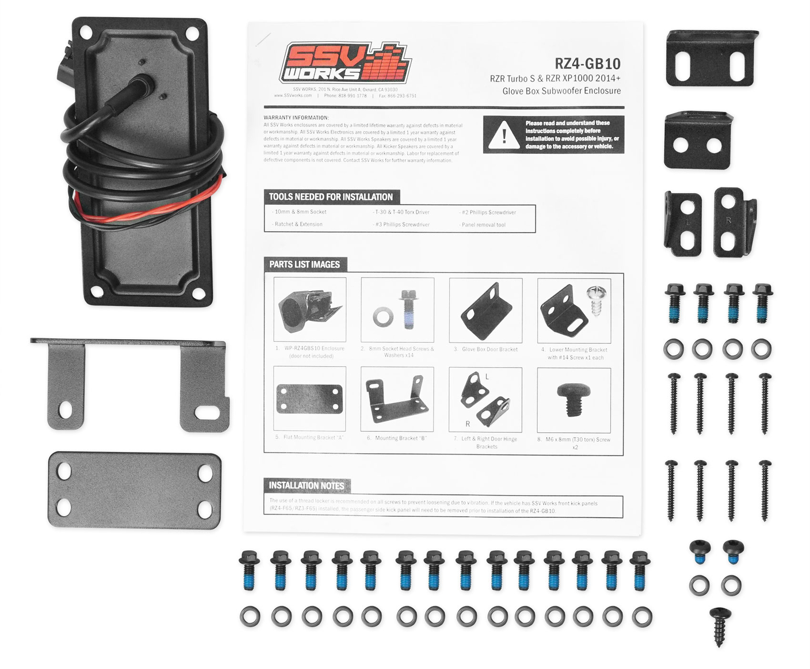 10" Glove Box Subwoofer Enclosure for Select Polaris RZR/RZR4/RZR XP/RZR XP4