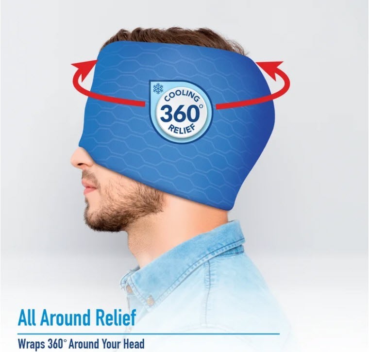 NEW! Miracle HEADACHE (Cooling 360°) RELIEF. Cooling + Compression, Cold or Hot