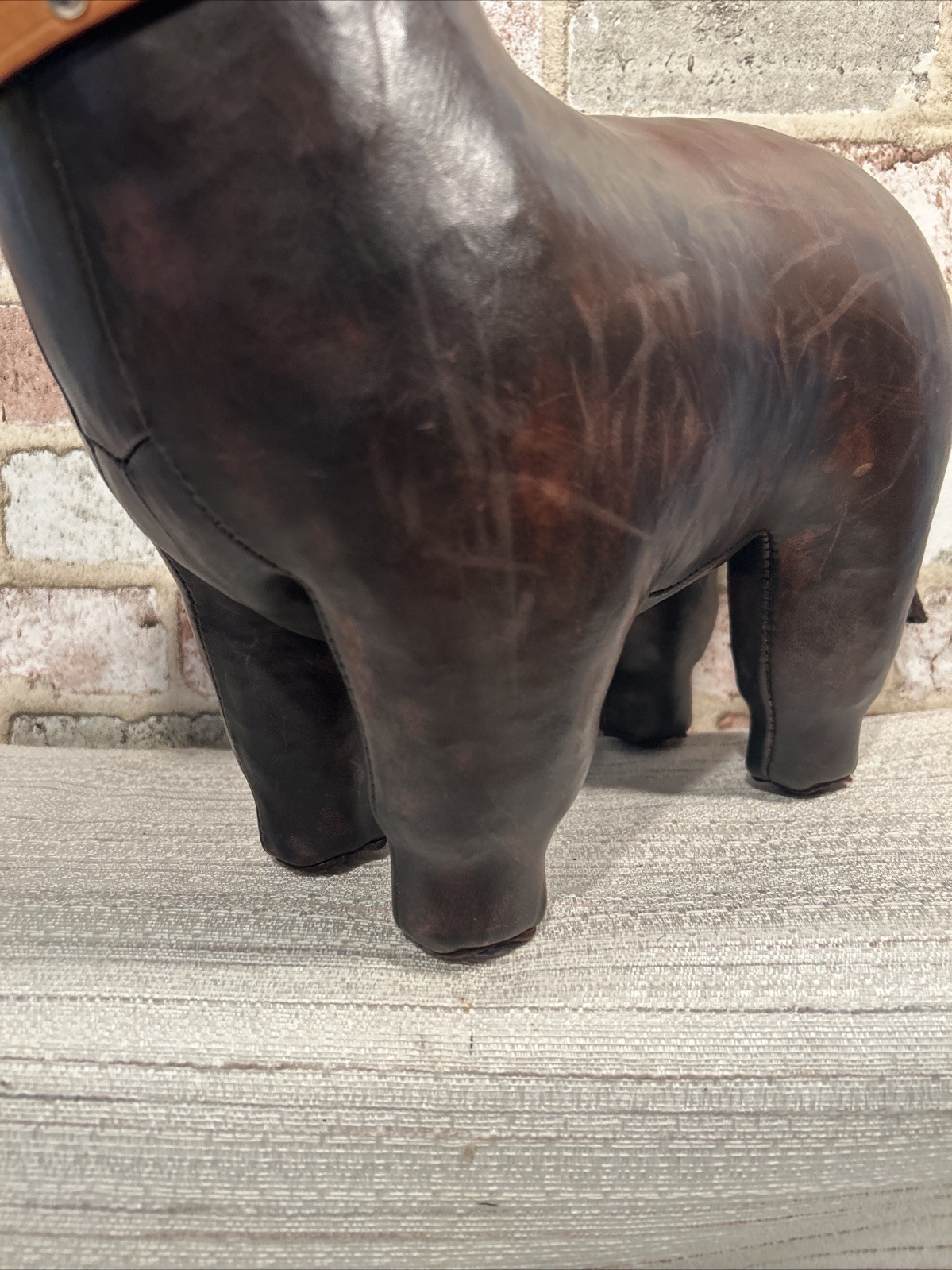 Vintage DIMITRI OMERSA Leather Dog Abercrombie Fitch Footstool Ottoman