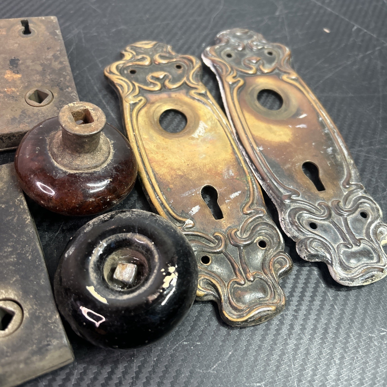 Vintage Door Hardware Lot Parts Not Complete