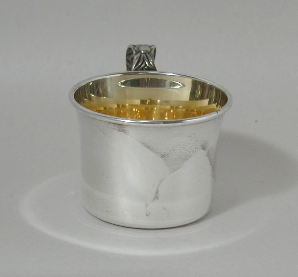 Antique Manchester Sterling 885 Art Nouveau Floral Fruit Baby Cup 925 Silver Vtg