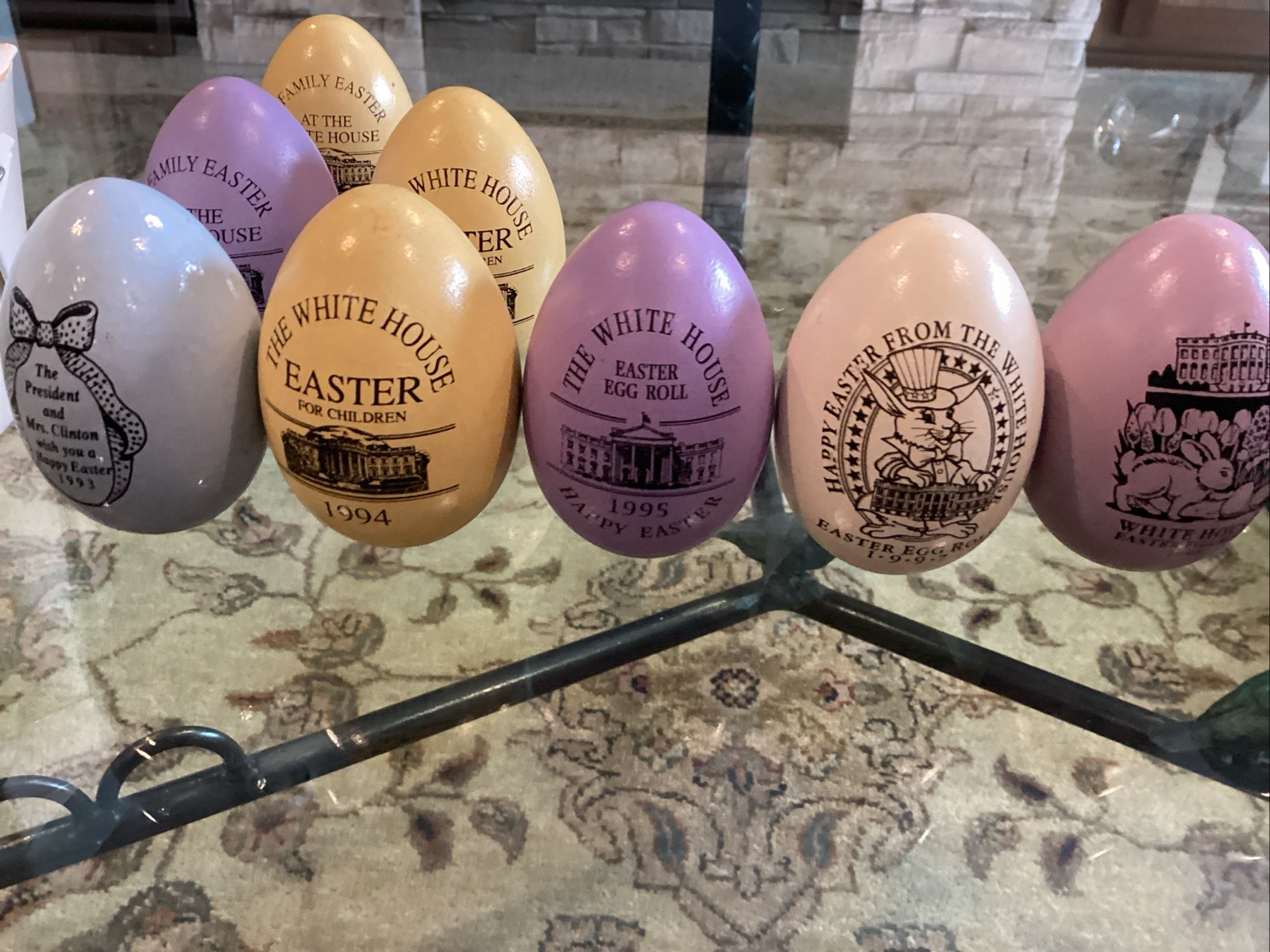 11 Clinton White House Easter Eggs 1993-2000 Incl. (3) 1993 & Box (See Listing)