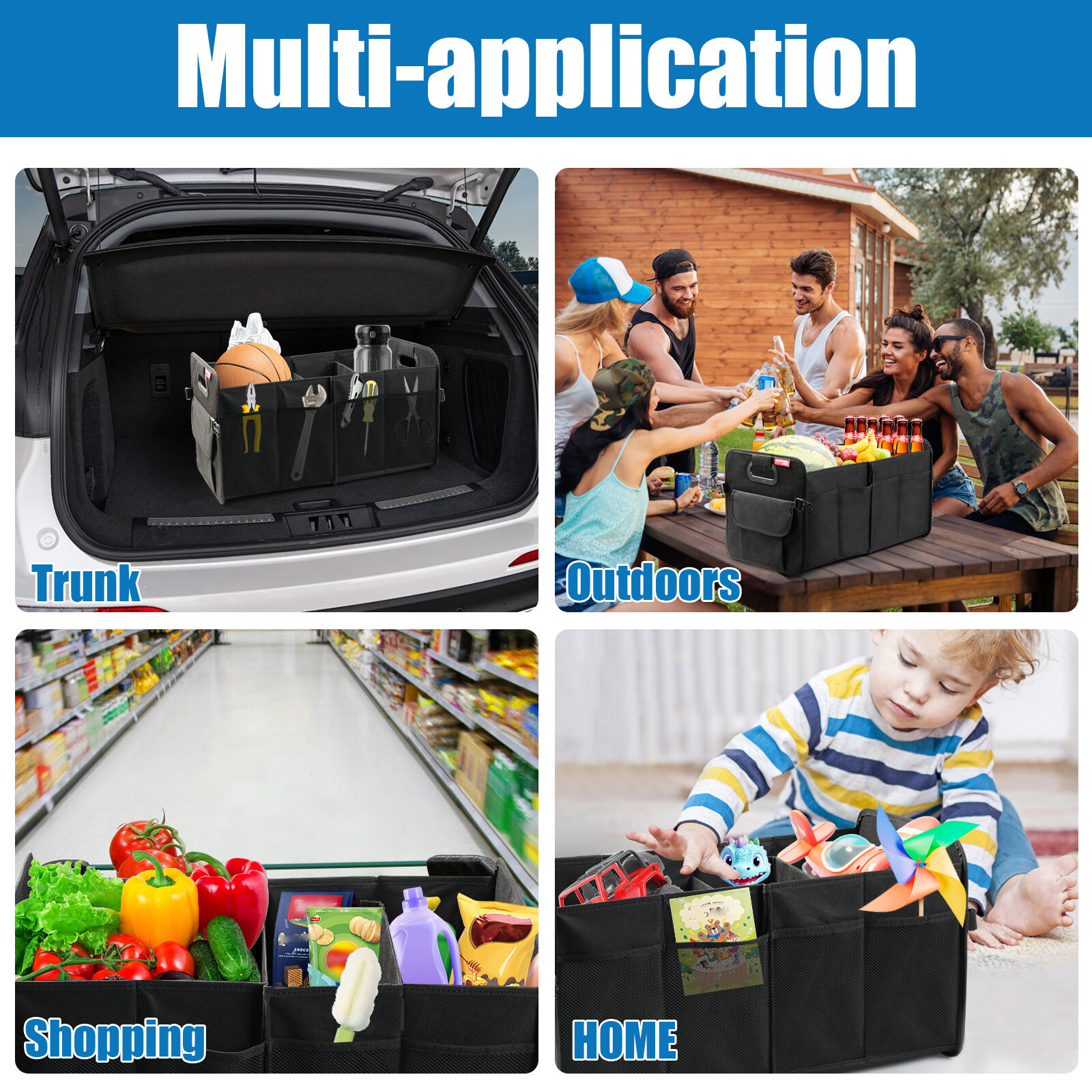 Trunk Cargo Organizer Collapsible Storage Bag for Cars Trucks & SUVs 55L US