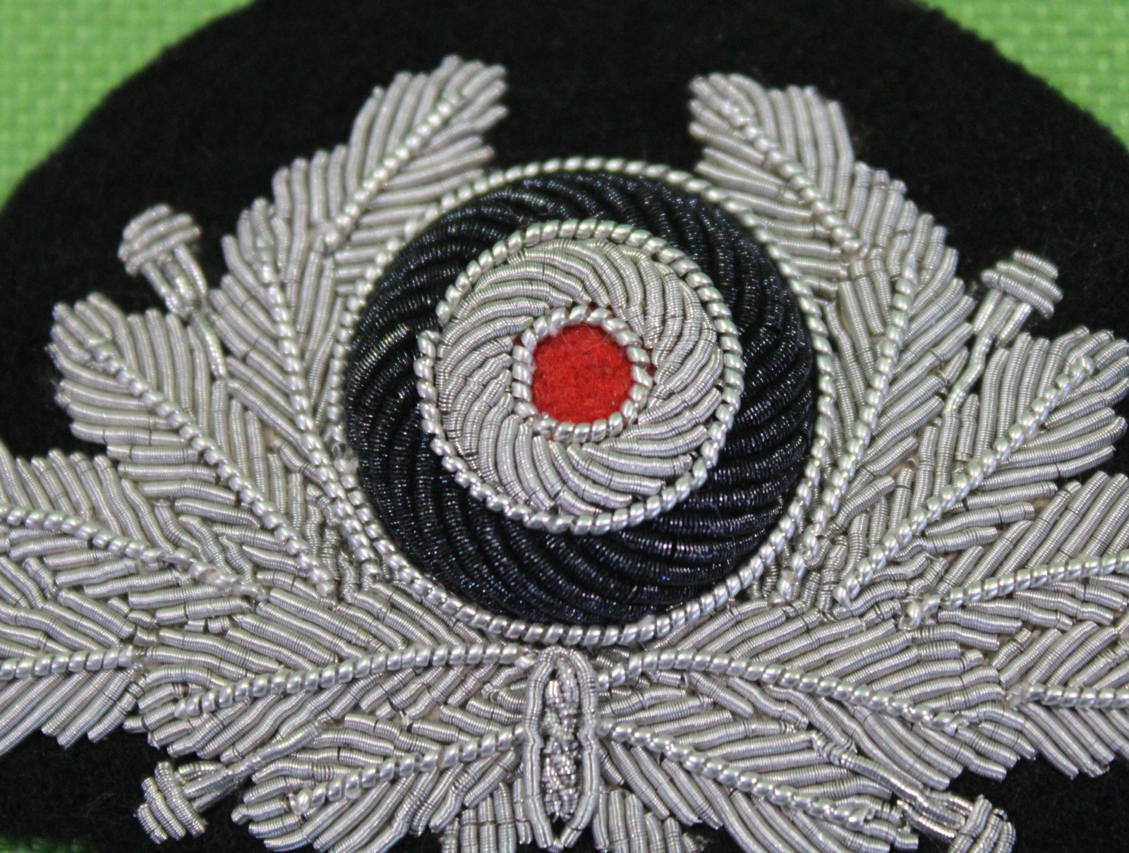 German World War II Luftwaffe Officers Visor Cap Wreath in Bullion Wire