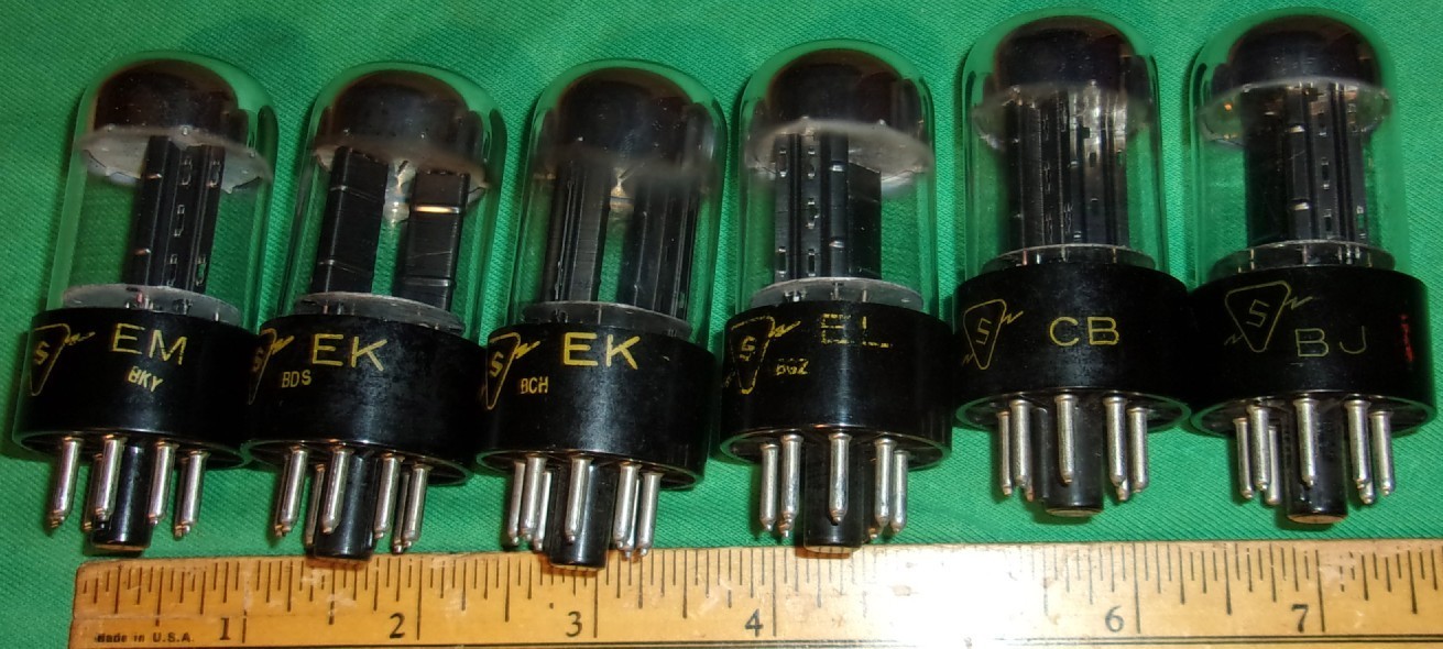 6-SYLVANIA 6SN7GTB Twin Triode Chrome Top! Black Plate! HICKOK TEST GREAT!