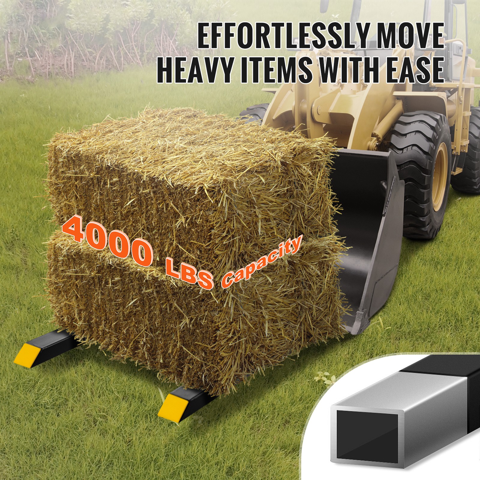 Clamp on Pallet Forks 4000 lbs Tractor Forks 60" Adjustable Bucket Forks