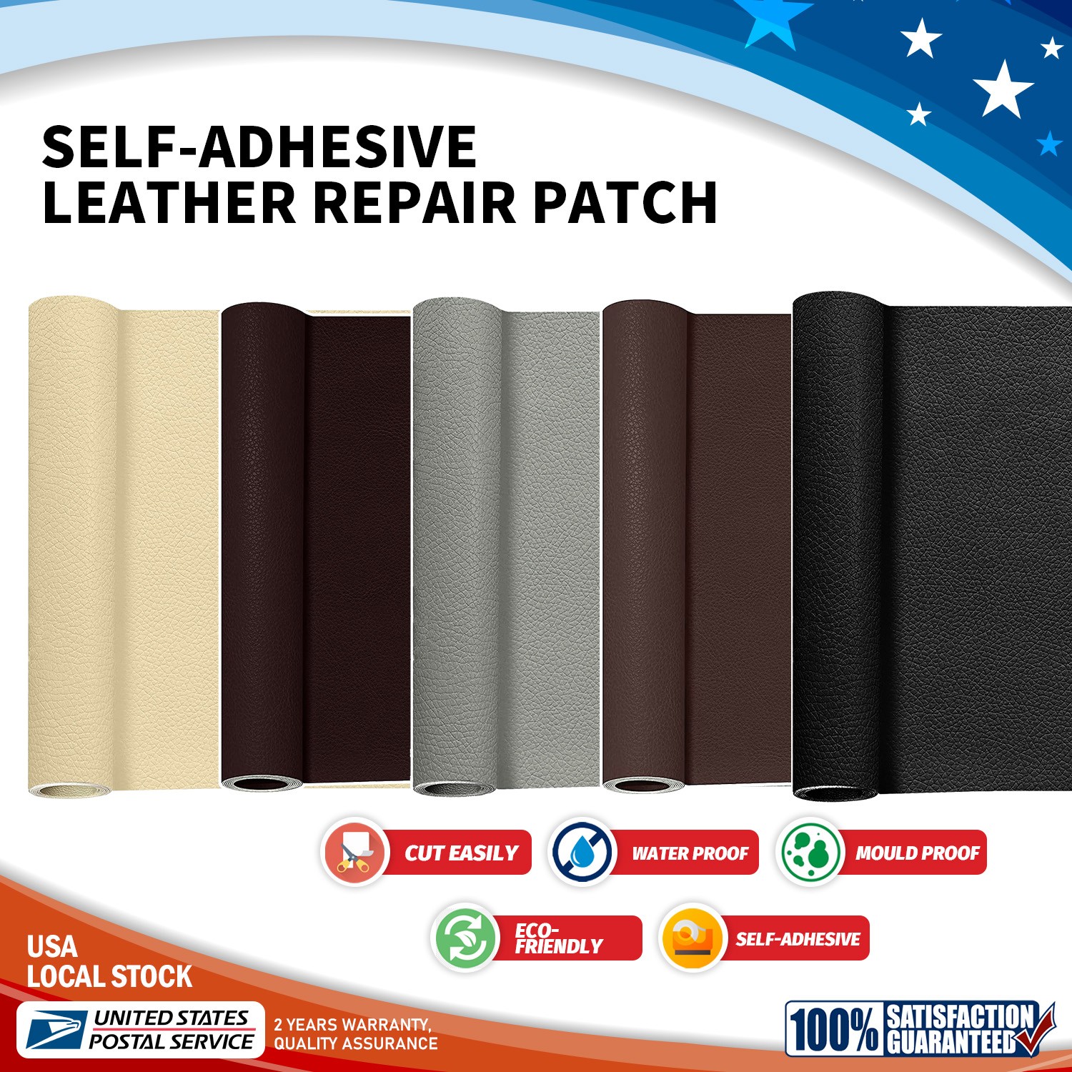Fabric Patch Tape - Self Adhesive, Durable Repair Kits for Upholstery, Car Seats