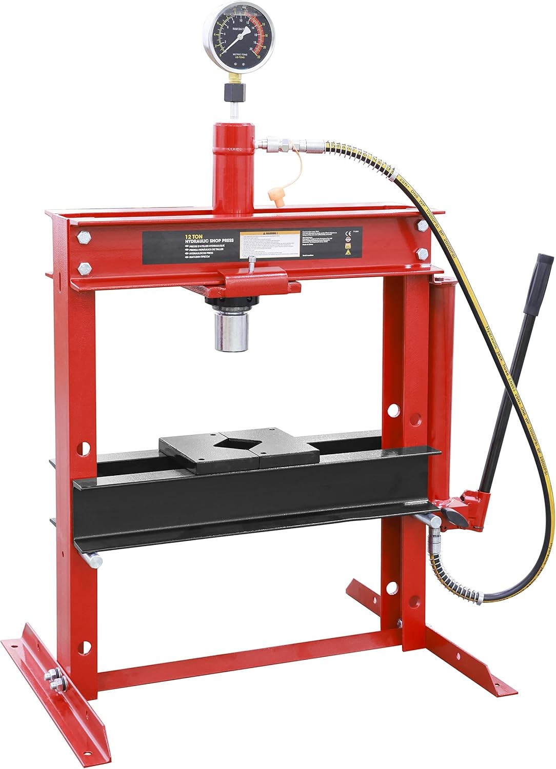 Big RED ATY12001R Torin Steel H-Shape Hydraulic Garage/Shop Benchtop Press