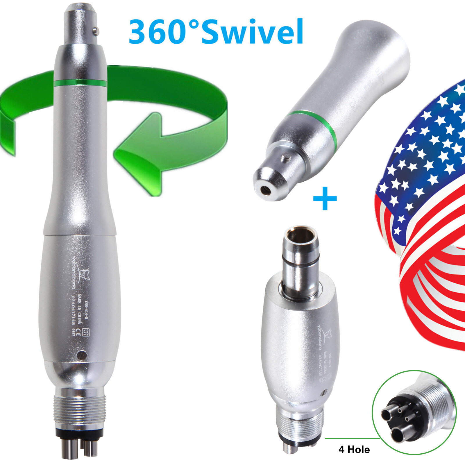 360° Swivel Dental Hygiene Prophy Handpiece Air Motor 4 Holes 4:1 Nose cone