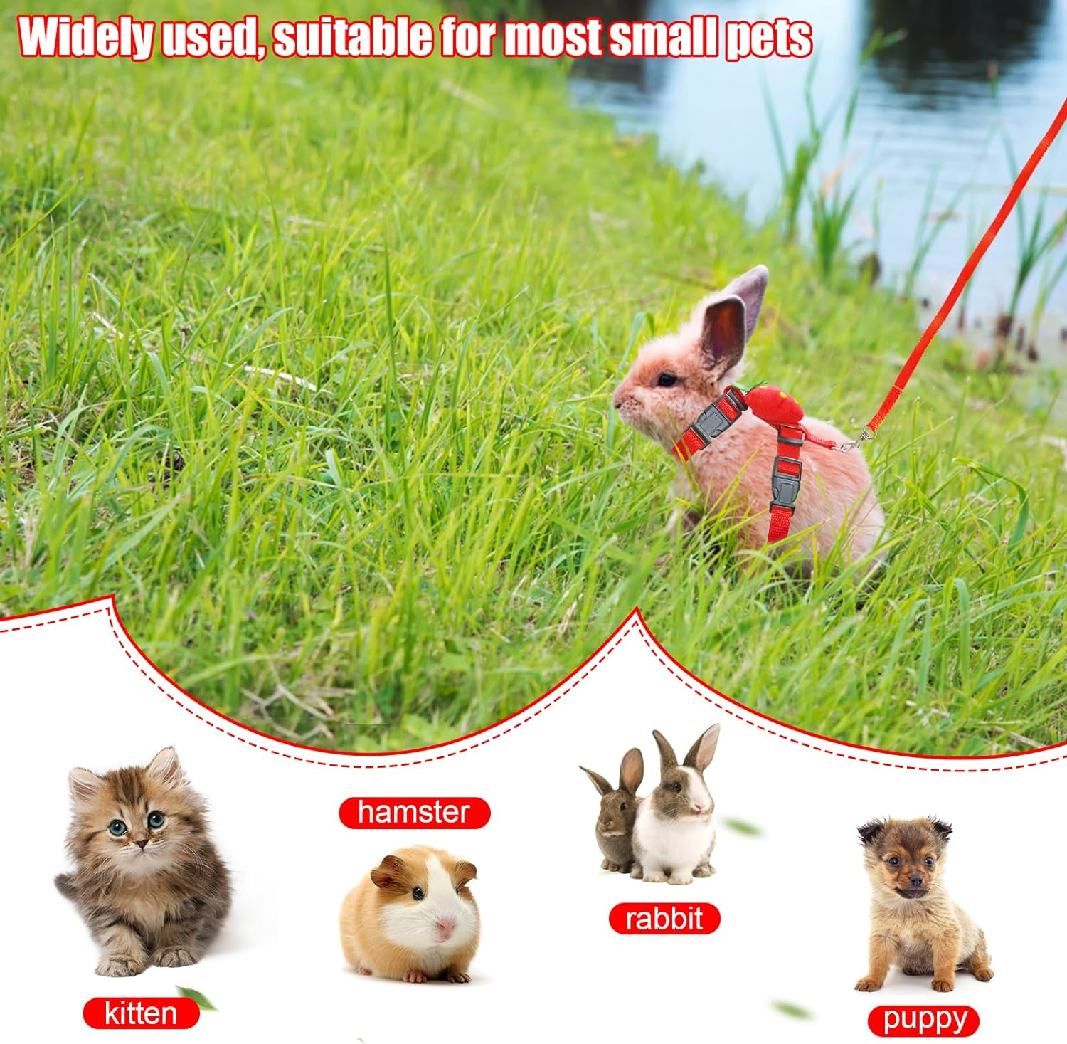 Bunny Harness and Leash for Rabbits,2 Pack Adjustable Bunny Harness,Cute Vest