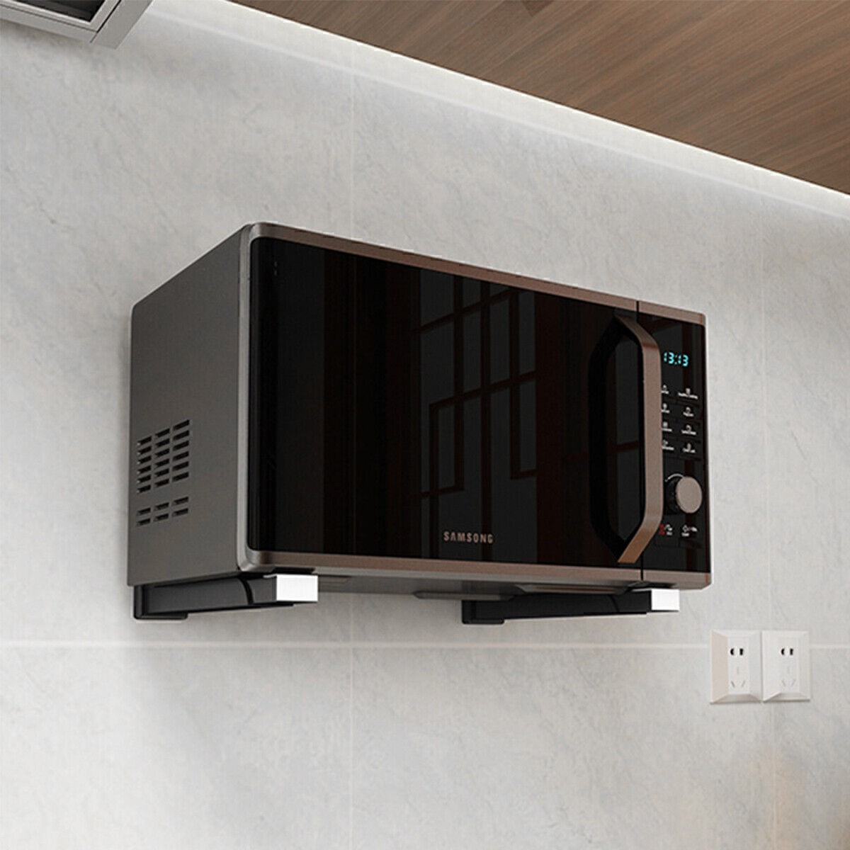 2x Adjustable Microwave Brackets Wall Mount Heavy Duty Shelf Carbon Steel Cradle