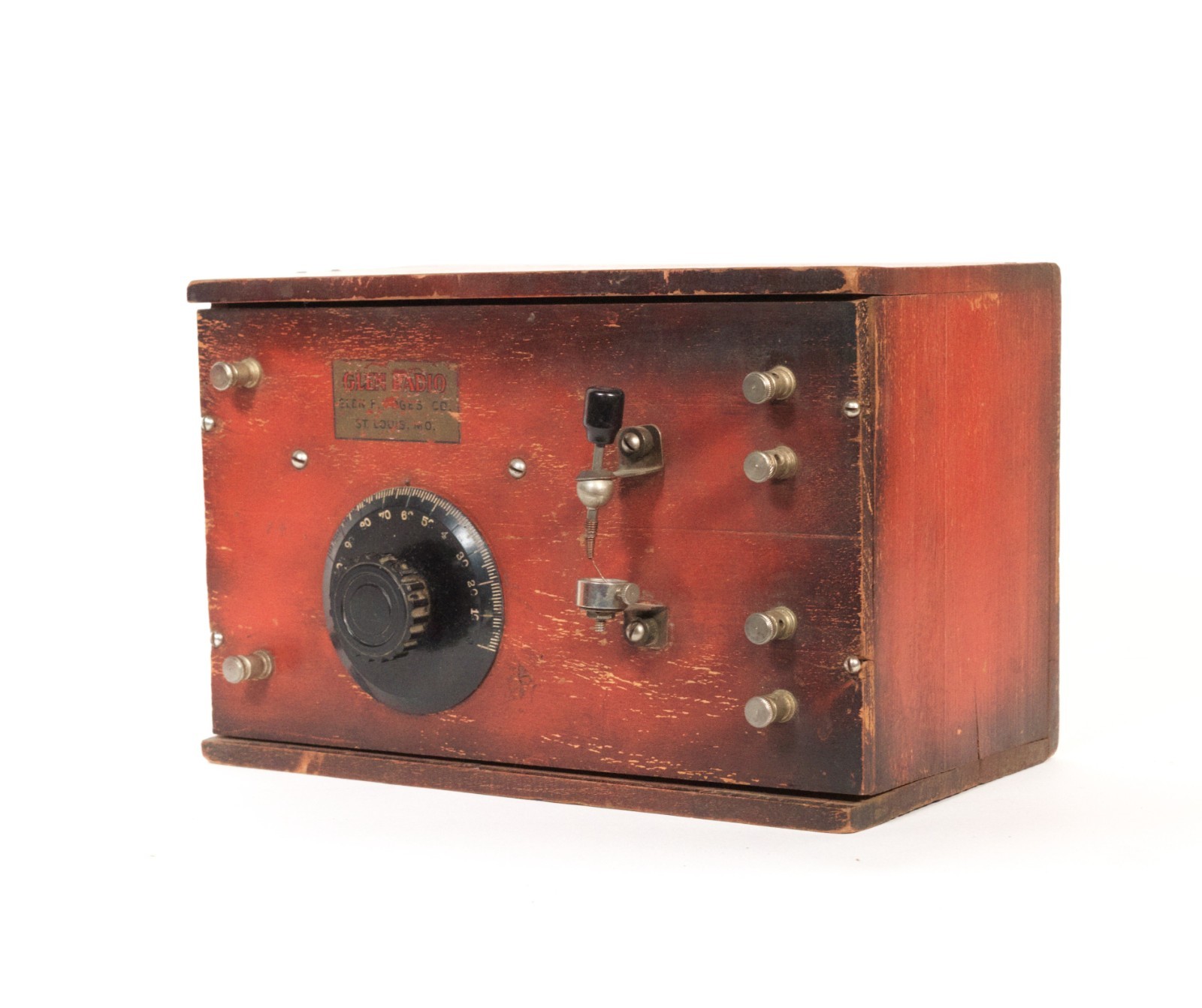 1922 Glen Crystal Radio * Rare 1st Version Of This Unusual St. Louis Set * Works