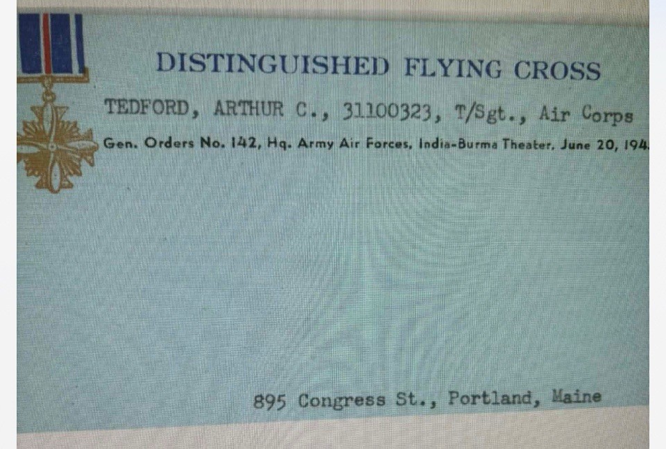 Distinguished Flying Cross - Named & Engraved to *Arthur C. Tedford*