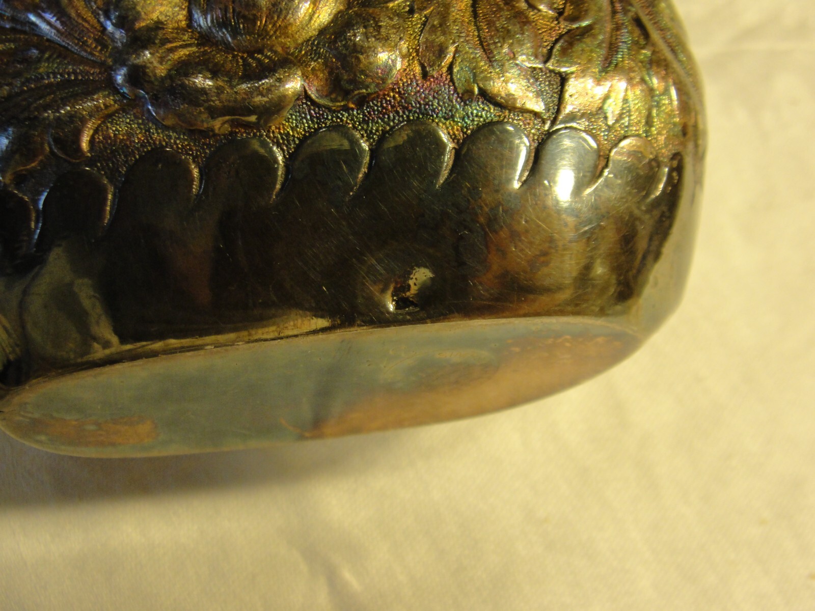 ANTIQUE REPOUSSE SIMPSON HALL MILLER SILVER PLATE FLASK TELESCOPING FUNNEL TOP