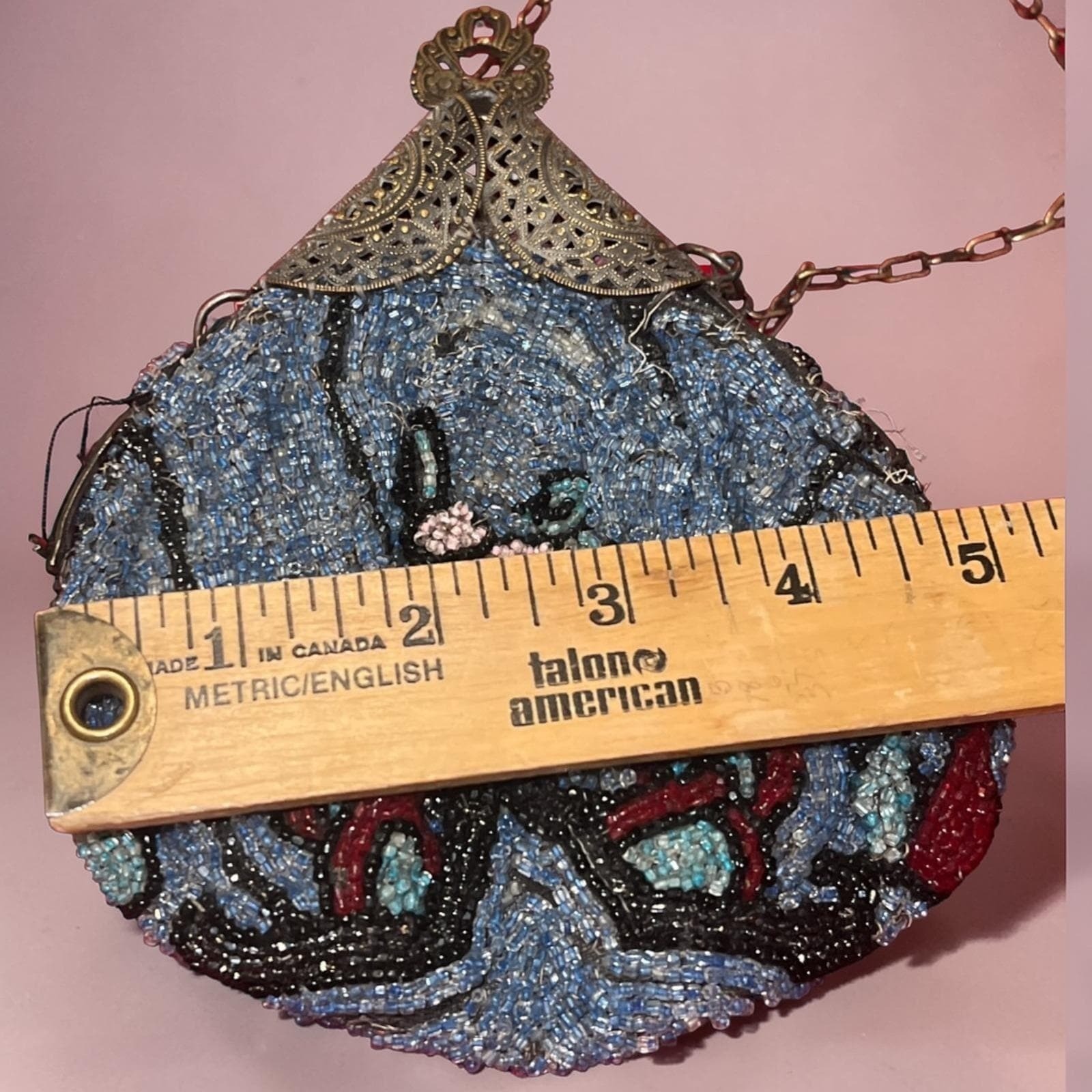 Antique 1920s Art Deco Micro Beaded Flapper Purse Floral Czech Glass Evening Bag