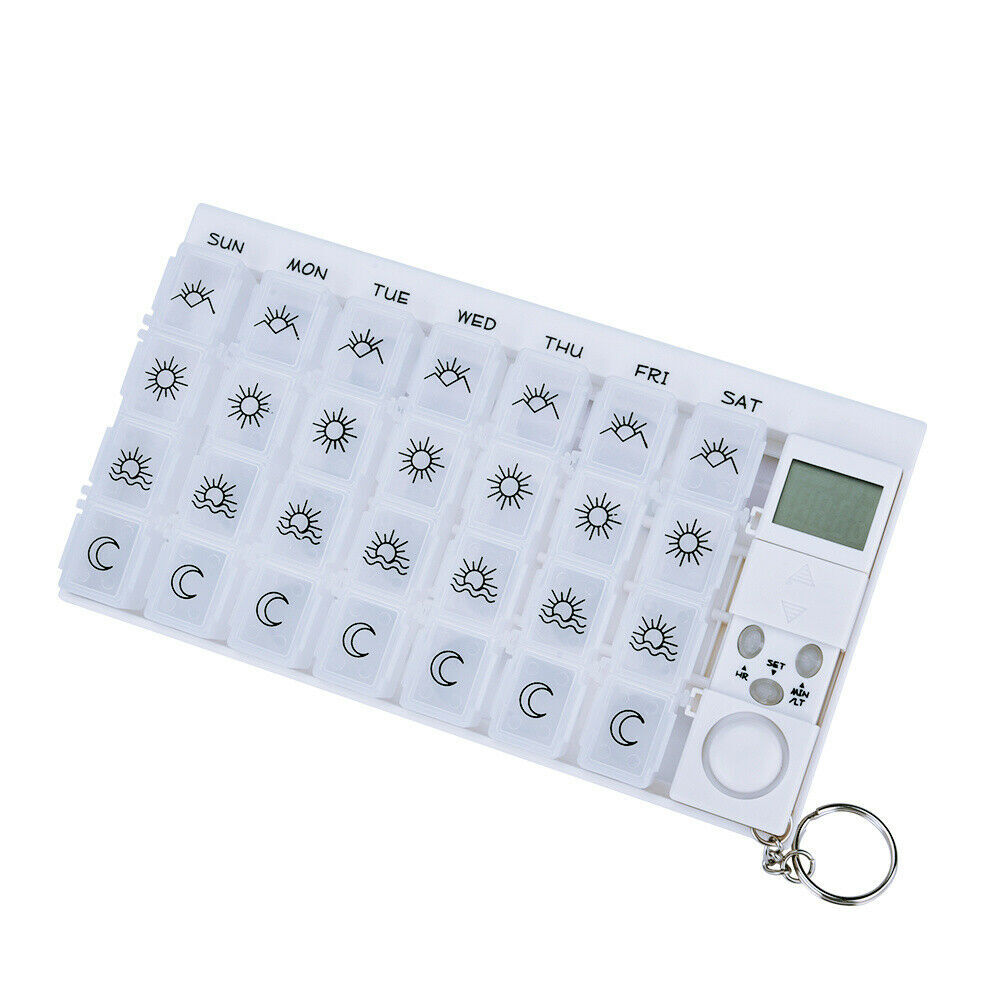 28 Grid Smart Electronic Pill Box Alarm Medicine Dispenser Time Reminder Case
